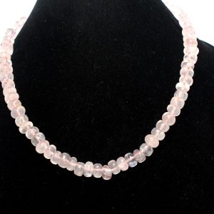 Rajasthan Gems Adjustable Necklace Strand String Beaded Jewellery Women Natural Rose Quartz Gem Stone Bead Gemstone Gift H948
