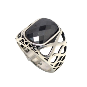 Rajasthan Gems Mens Ring 925 Sterling Silver Persian Turkish Sultan Men Thumb Onyx Gem Stone Handmade Gift H955