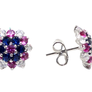 Rajasthan Gems Stud Earrings Ear Tops 925 Sterling Silver Cubic Zirconia CZ Stone Handmade Women Gift H961