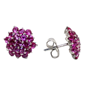 Rajasthan Gems Stud Earrings Ear Tops 925 Sterling Silver Cubic Zirconia CZ Stone Handmade Women Gift H989