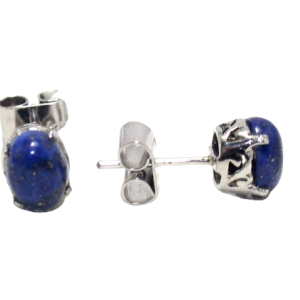 Rajasthan Gems Stud Earrings Ear Tops 925 Sterling Silver Natural Lapis Lazuli Gem Stone Handmade Women Gift i1