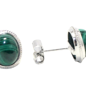 Rajasthan Gems Stud Earrings Ear Tops 925 Sterling Silver Natural Malachite Gem Stone Handmade Women Gift i4