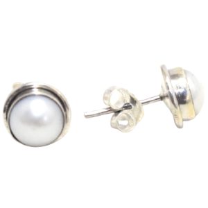 Stud Earrings Tops 925 Sterling Silver Women Freshwater Pearl Gem Stone Handmade Gift i22