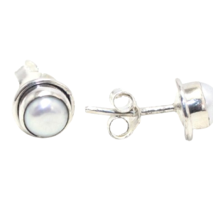 Rajasthan Gems Stud Earrings Tops 925 Sterling Silver Women Freshwater Pearl Gem Stone Handmade Gift i23
