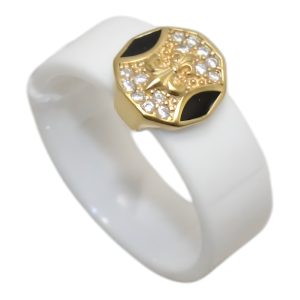 Rajasthan Gems Mens Ring 925 Sterling Silver Gold Rhodium Ceramic Band | Cubic Zirconia Stone, Handmade, Men's Ring, Model M0153
