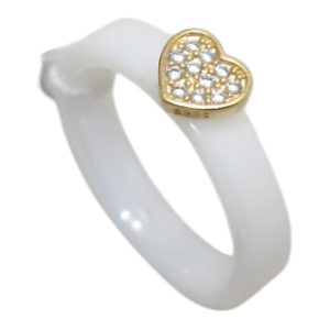 925 Sterling Silver Gold Rhodium Ceramic Band Men's Ring | Cubic Zirconia Stone, Handmade, Men's Ring, Model M0156
