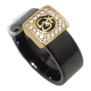 Rajasthan Gems Om Ring 925 Sterling Silver Gold Rhodium Ceramic Band | Cubic Zirconia Stone, Handmade, Men's Ring, Model M0159