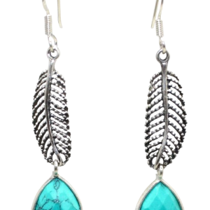 Rajasthan Gems Earrings 925 Sterling Silver Traditional Natural Turquoise Gem Stone Handmade Gift Women i132