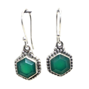 Rajasthan Gems Earrings 925 Sterling Silver Traditional Natural Onyx Gem Stone Handmade Gift Women i138