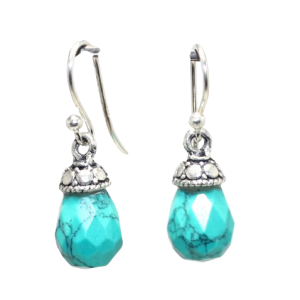 Rajasthan Gems Earrings 925 Sterling Silver Traditional Natural Turquoise Gem Stone Handmade Gift Women i140