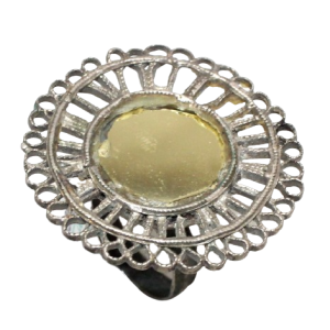 Rajasthan Gems Ring Antique Old Silver Glass Material Temple Tribal Traditional Women Handmade i152