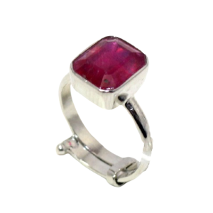 Rajasthan Gems Adjustable Ring 925 Sterling Silver Natural Ruby Gem Stone 4.5 carats Women Handmade Gift i91