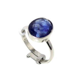 Rajasthan Gems Adjustable Ring 925 Sterling Silver Natural Blue Sapphire Neelam Gem Stone 4.75 carats Women Handmade Gift i92