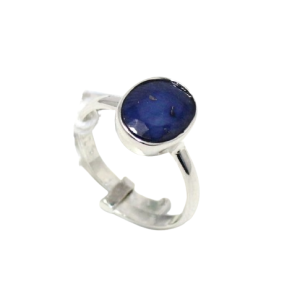 Rajasthan Gems Adjustable Ring 925 Sterling Silver Natural Blue Sapphire Neelam Gem Stone 2.5 carats Women Handmade Gift i95