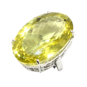Rajasthan Gems Cocktail Ring 925 Sterling Silver Natural Lemon Topaz Gem Stone Women Handmade Gift i294