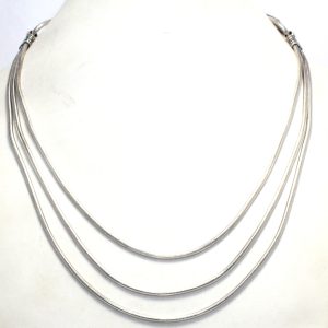 Rajasthan Gems 3 Line Snake Chain Necklace 925 Sterling Silver Handmade Designer Unisex Men Women Gift i297