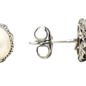 Rajasthan Gems Stud Earrings 925 Sterling Silver Freshwater Pearl Gem Stone Women Handmade Gift i402