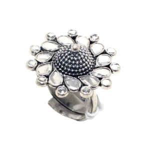 Rajasthan Gems Adjustable Ring 925 Sterling Silver Cubic Zirconia CZ Stone Women Tribal Traditional Handmade i408