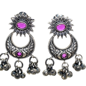 Rajasthan Gems Dangle Earrings 925 Sterling Silver Tribal Traditional Handmade Women Gift i424