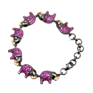 Rajasthan Gems Charm Elephant Bracelet 925 Sterling Silver Gold Rhodium Cubic Zirconia Stone Women Handmade Gift i435