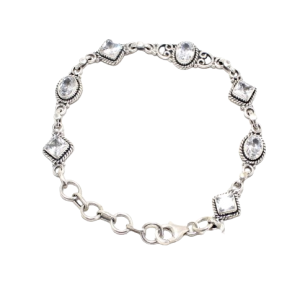 Rajasthan Gems Bracelet 925 Sterling Silver Jewelry Cubic Zirconia Gem Stone Women Handmade Gift i438