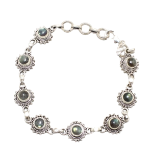 Rajasthan Gems Bracelet 925 Sterling Silver Jewelry Natural Labradorite Gem Stone Women Handmade Gift i443