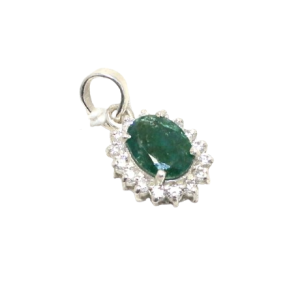 Pendant Locket 925 Sterling Silver Natural Green Emerald Panna Gem Stone & Cubic Zirconia Men Women Unisex i454