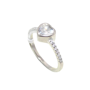 Rajasthan Gems Love Heart Ring 925 Sterling Silver Cubic Zirconia CZ Zircon Stone Women Handmade Gift i473